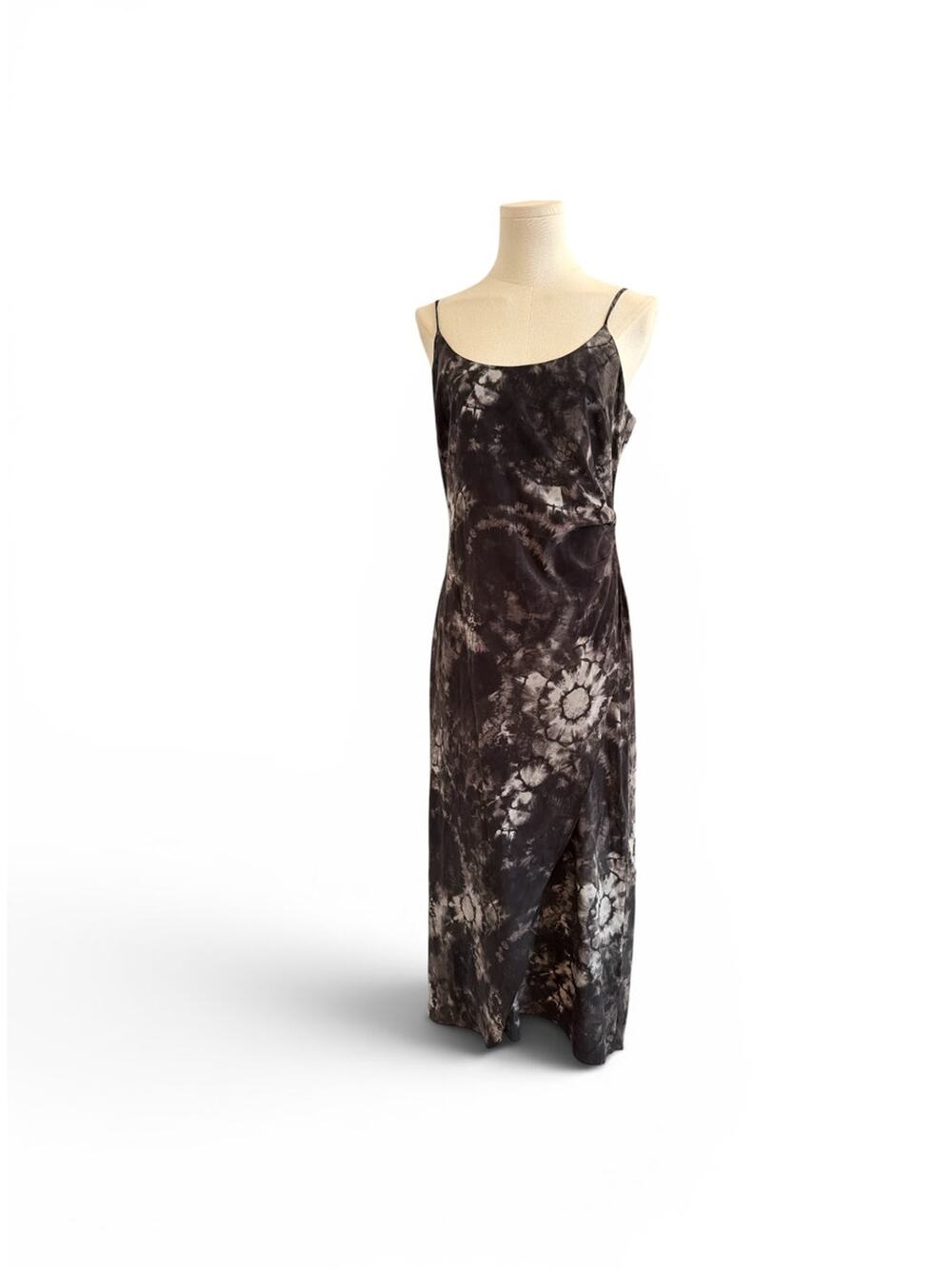 Westside Black White Grey Tie Dye Midi Dress Large